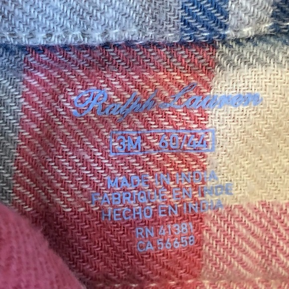 EUC Ralph Lauren Baby Girl Two Piece Set-Plaid Collared Shirt + Blue Leggings - Picture 4 of 5